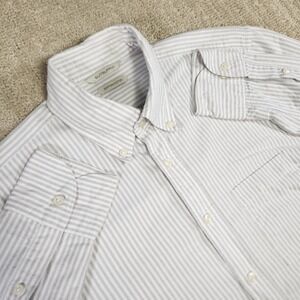 Suit Supply Shirt Men 15.5 Extra Slim Fit Button Down Egyptian Cotton Gray White